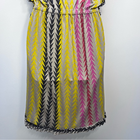 Marc by Marc Jacobs Chevron Stripe Ruffle Dress Colorful Sleeveless Size XS - Picture 8 of 10